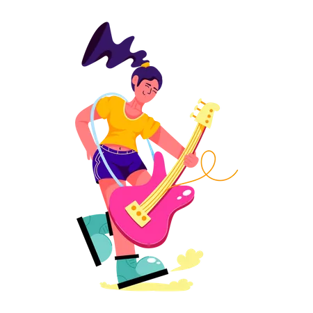 Female Guitarist  Illustration