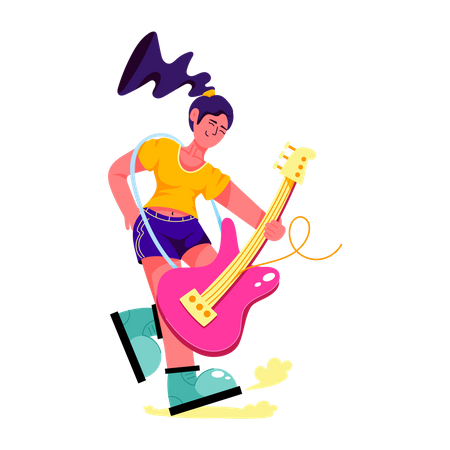 Female Guitarist  Illustration