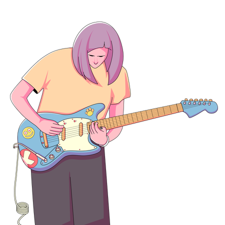 Female Guitarist  Illustration