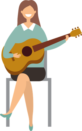 Female guitarist playing guitar  Illustration