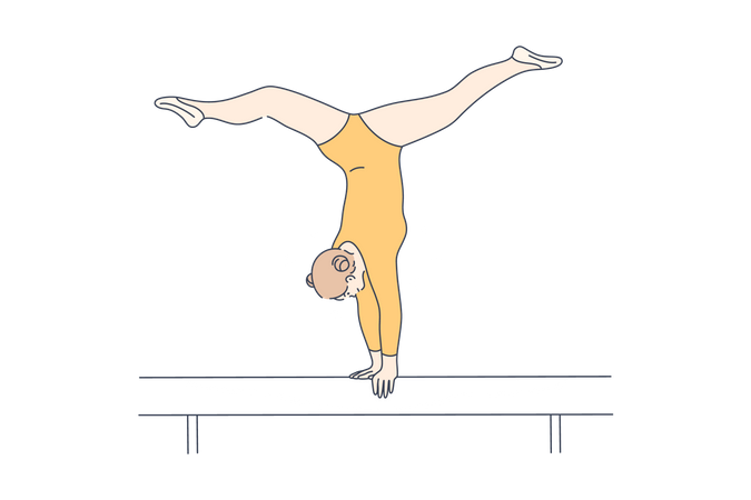 Female gymnast on Balance Beam  Illustration