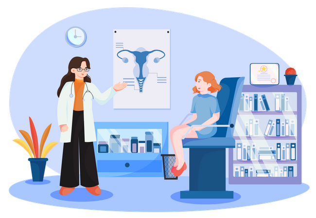 Female gynecologist doing checkup  Illustration