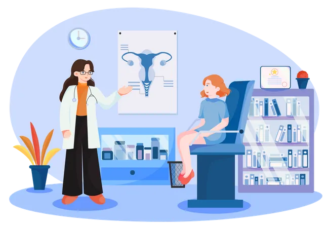 Female gynecologist doing checkup  Illustration