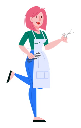 Female hairdresser holding scissors  Illustration