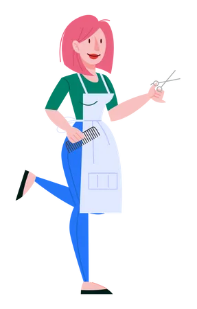 Female hairdresser holding scissors  Illustration