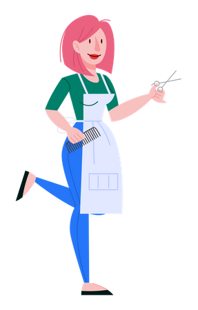 Female hairdresser holding scissors  Illustration