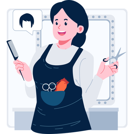 Female hairstylist in hair saloon  Illustration