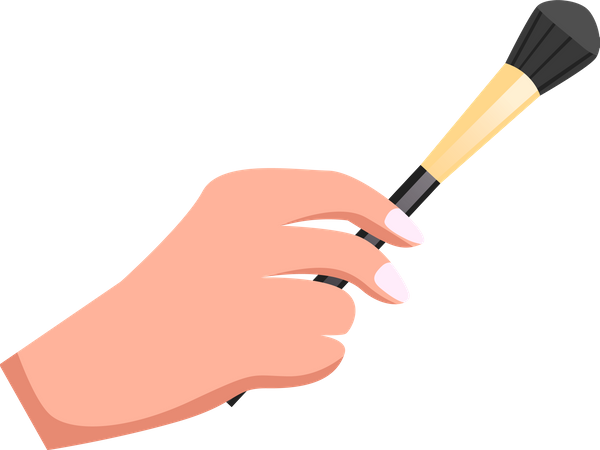 Female hand holding makeup brush  Illustration