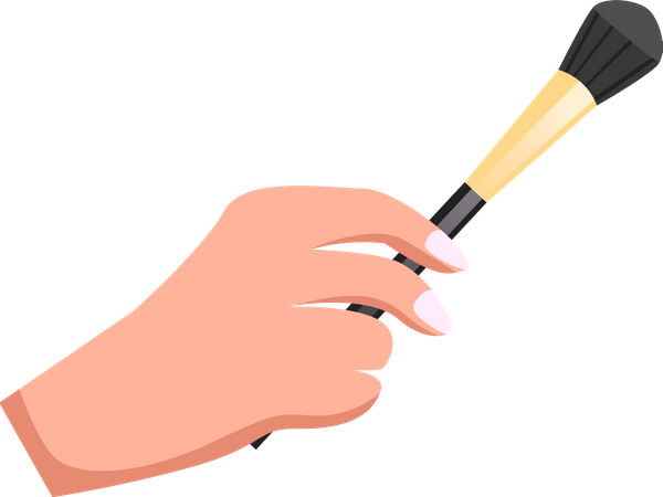 Female hand holding makeup brush  Illustration