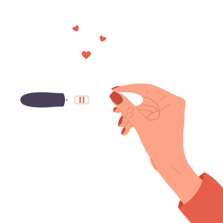 Female Hand Is Holding Positive Pregnancy Test  Illustration