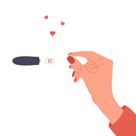 Female Hand Is Holding Positive Pregnancy Test  Illustration