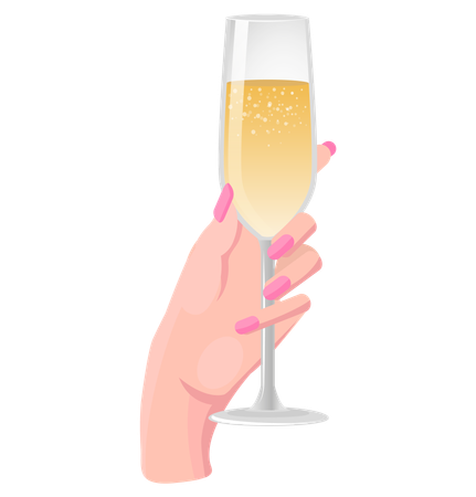 Female hand with glass of alcohol  Illustration