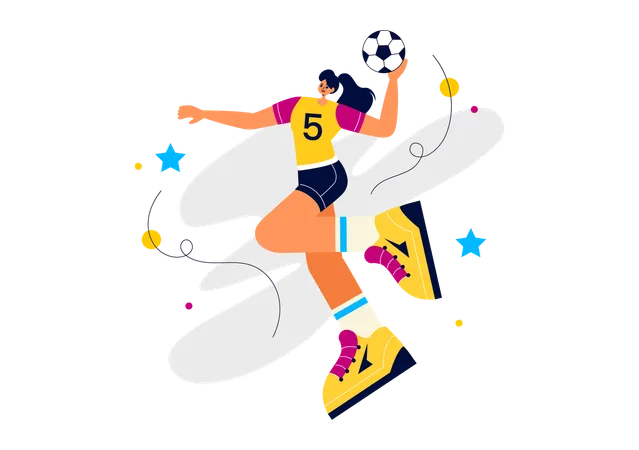 Female Handball Player  Illustration