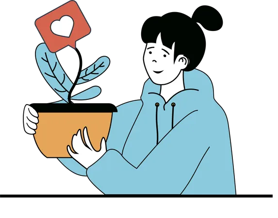 Female Having Internet Addiction  Illustration