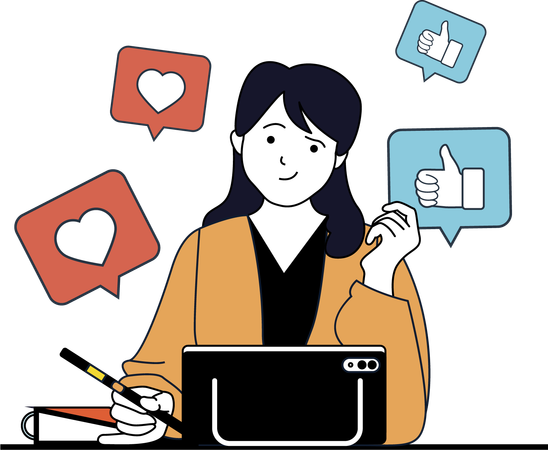 Female Having Internet Addiction  Illustration