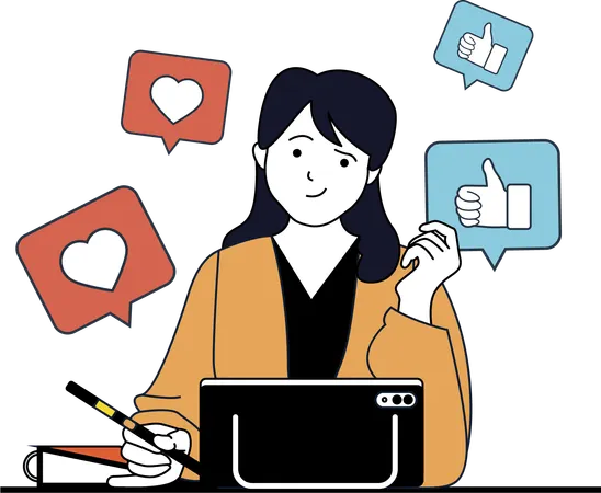 Female Having Internet Addiction  Illustration