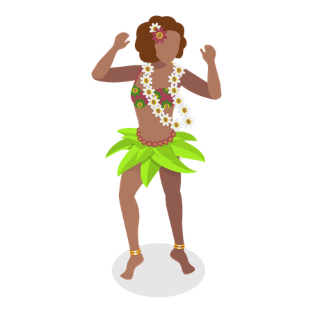 Female hawaiian dancer doing traditional dance  イラスト