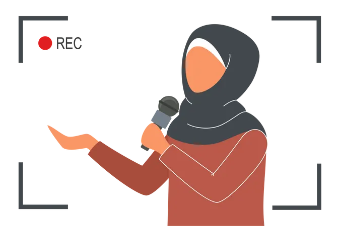 Female hijab news reporter  Illustration