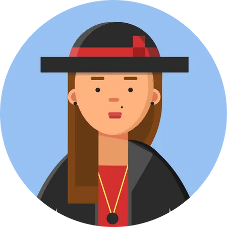 Female Hipster Wearing Hat  Illustration