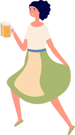 Female holding beer glass Illustration
