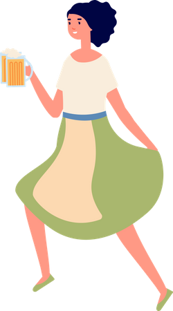 Female holding beer glass  Illustration