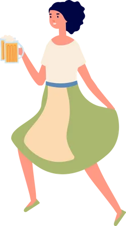 Female holding beer glass  Illustration