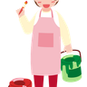 girl holding color bucket illustration