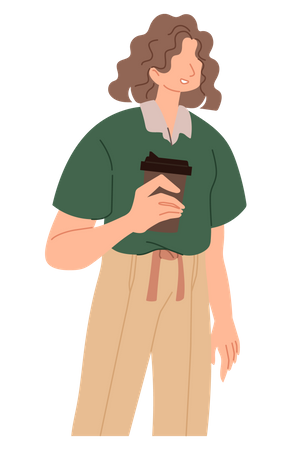 Female holding coffee cup  Illustration