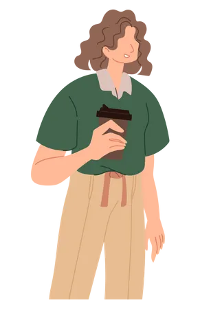 Female holding coffee cup  Illustration