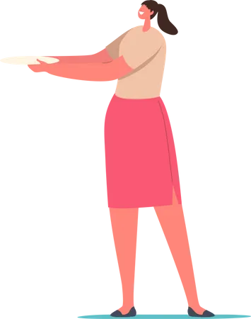 Female Holding Empty Plate  Illustration