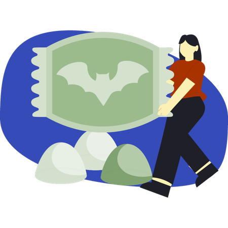 Female holding halloween candy  Illustration