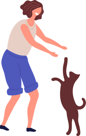 Female Holding Pet  Illustration