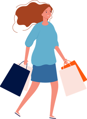 Female holding shopping bag Illustration