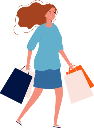 Female holding shopping bag  Illustration