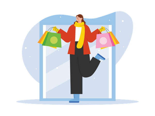 Female holding shopping bag  Illustration