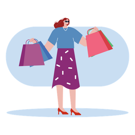 Female holding shopping bags Illustration
