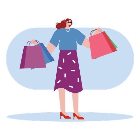 Female holding shopping bags  Illustration