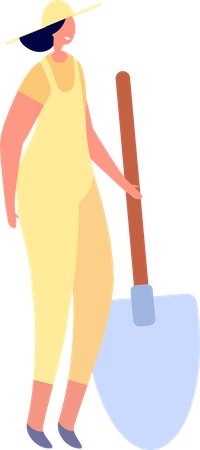 Female holding shovel  Illustration