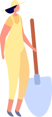 Female holding shovel  Illustration