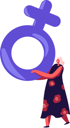 Female Holding Venus Symbol in Hands  Illustration