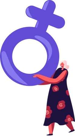 Female Holding Venus Symbol in Hands  Illustration