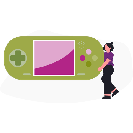 Female  holding video game  Illustration