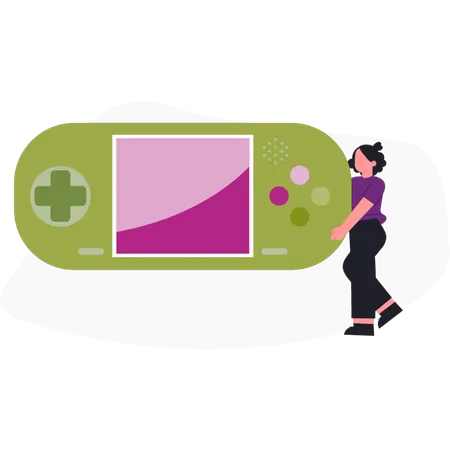 Female  holding video game  Illustration