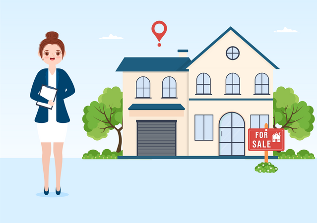 Female house broker  Illustration