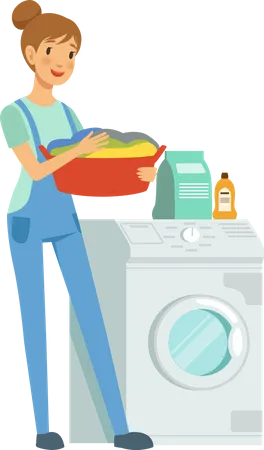 Professional Cleaning Service Woman Cleaner Housework Illustration