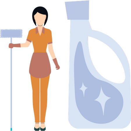 Female housekeeper standing  Illustration
