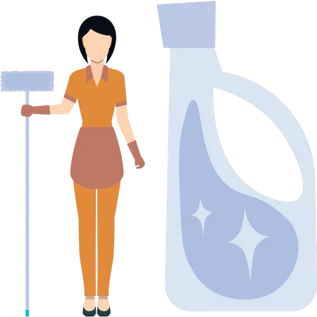The Housekeeper Is Standing Illustration