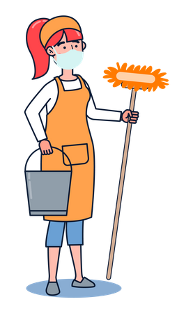 Female housekeeping  Illustration