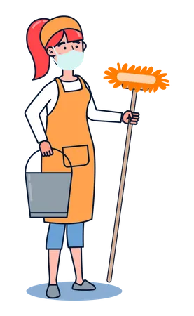 Female housekeeping  Illustration