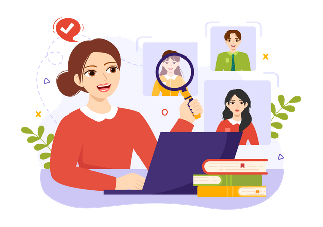 Female Hr manager selecting best candidate  Illustration